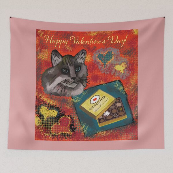 Item preview, HAPPY VALENTINE'S DAT - CAT WITH BOX OF CHOCOLATE CANDY designed and sold by TechLaughs.