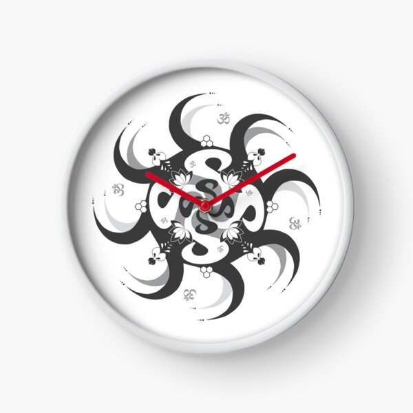 Shee Mandala Spiral with Om and Lotus Symbol Clock