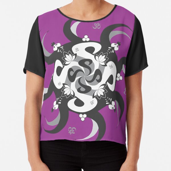 Shee Mandala Spiral with Om and Lotus Symbol Chiffon Top
