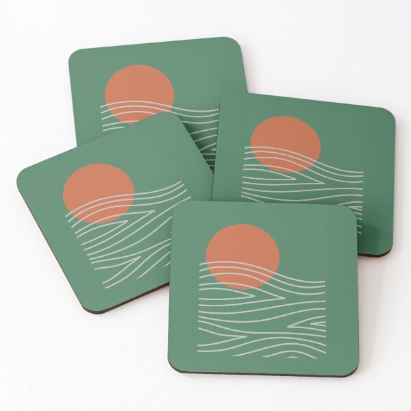 Item preview, Stylised Minimalistic sundown over the sea. Green and orange.  designed and sold by Gwebbel.