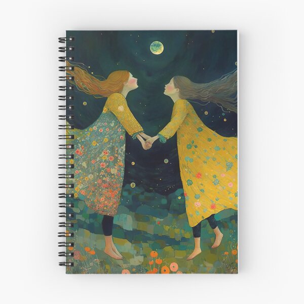 Artikelvorschau, Glückliche Freunde im Mondlicht und Blumen entworfen und verkauft von Susan Gallagher.