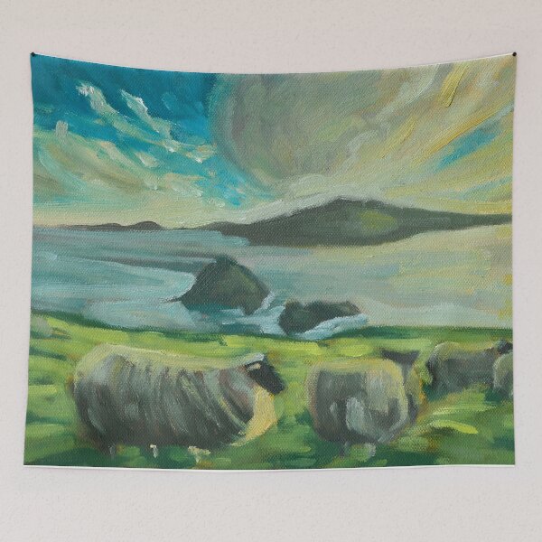 Item preview, Sheep on Irish Coast designed and sold by McKennaPainting.