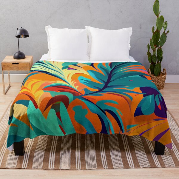 Artikelvorschau, Flat Swirling Impressionist Saturated Tropical Pattern Digital Painting entworfen und verkauft von CodeAndColors.
