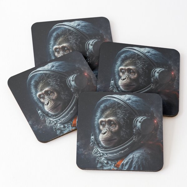 Item preview, Portrait chimpanzee, monkey in a spacesuit in the galaxy, Stylized drawing,  designed and sold by DigitalArts24.