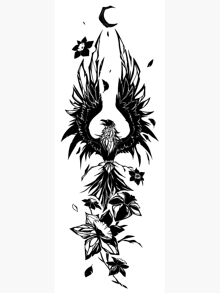 Floral Tattoo Phoenix Greeting Card By Alaiaorax Redbubble