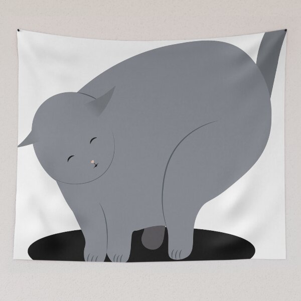 Item preview, Happy fluffy grey cat designed and sold by Ilenia Maietta.