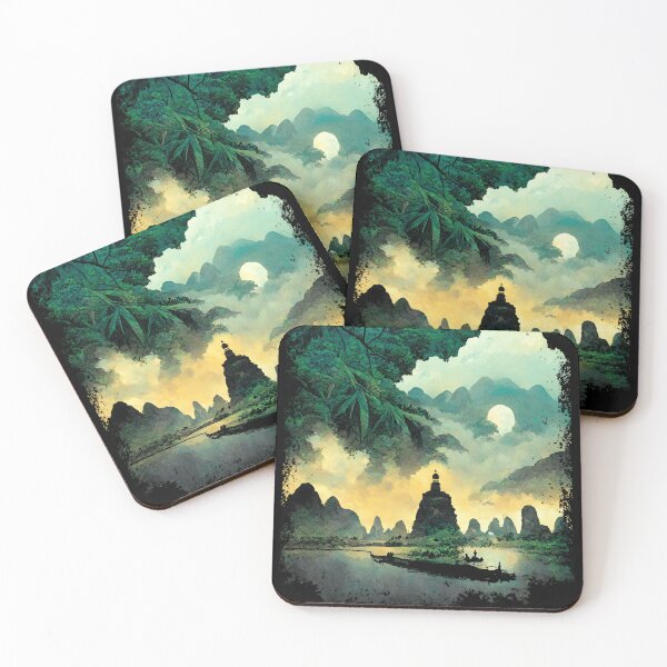 Item preview, Vintage Temple in Vietnam, River and Mountains Backpacking  designed and sold by WILDEVIOLET.