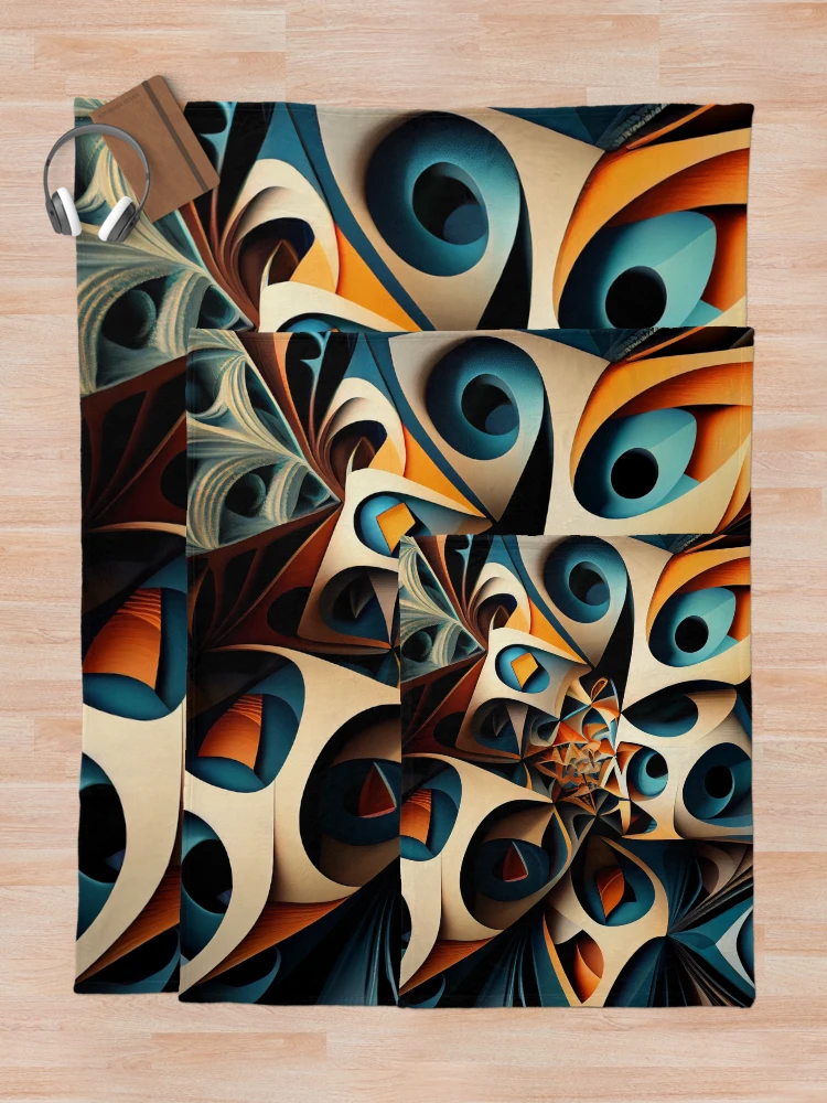 Thumbnail 5 of 6, Throw Blanket, Complex Pattern Digital Painting designed and sold by CodeAndColors.