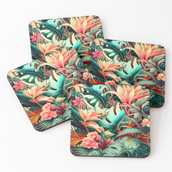 Item preview, Dense Dazzling Pale Aggressive Tropical Pattern Digital Painting designed and sold by CodeAndColors.