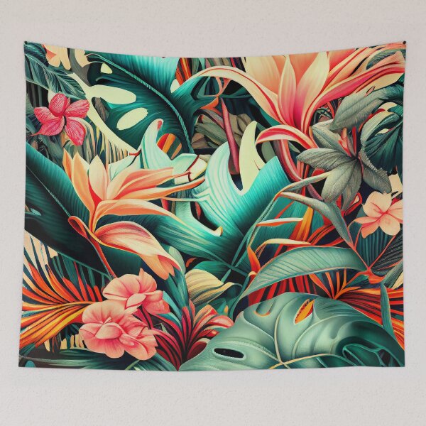 Item preview, Dense Dazzling Pale Aggressive Tropical Pattern Digital Painting designed and sold by CodeAndColors.