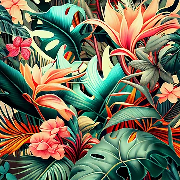 Vorschaubild zum Design Dense Dazzling Pale Aggressive Tropical Pattern Digital Painting von CodeAndColors