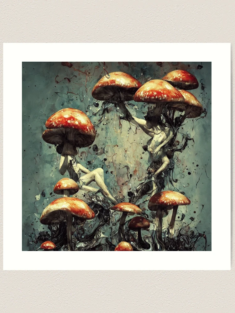 Archival Giclee Print, Abstract Surreal Mushroom/Fungi Landscape, 11x18