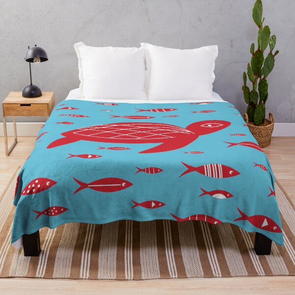 Item preview, Red Turtle and Fish Swimming Underwater Sea designed and sold by Anna Lemos.