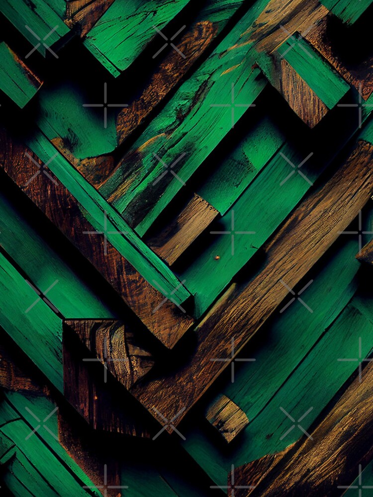 Aperçu 4 sur 4. Coque iPhone avec l'œuvre Green Saturated Muted Wood Irregular Industrial Pattern Digital Painting créée et vendue par CodeAndColors.