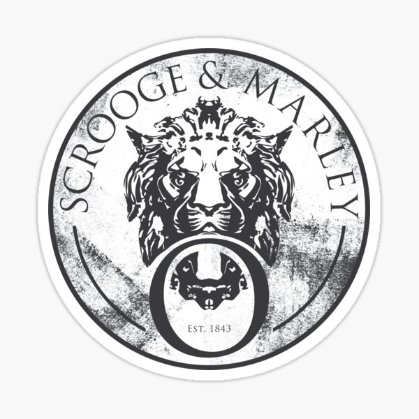 Scrooge & Marley Lion Head Door Knocker Round Sticker
