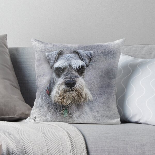 Serious Schnauzer Throw Pillow