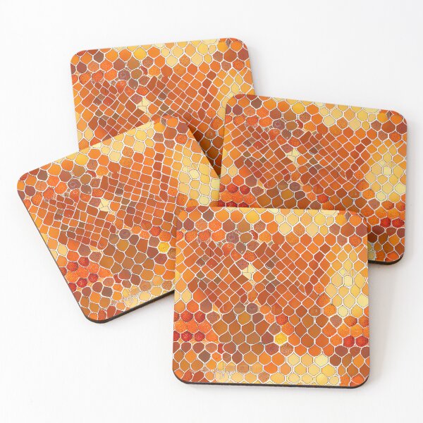 Item preview, Dreamy Bright Brown Orange Mosiac California Chic Pattern Digital Painting designed and sold by CodeAndColors.