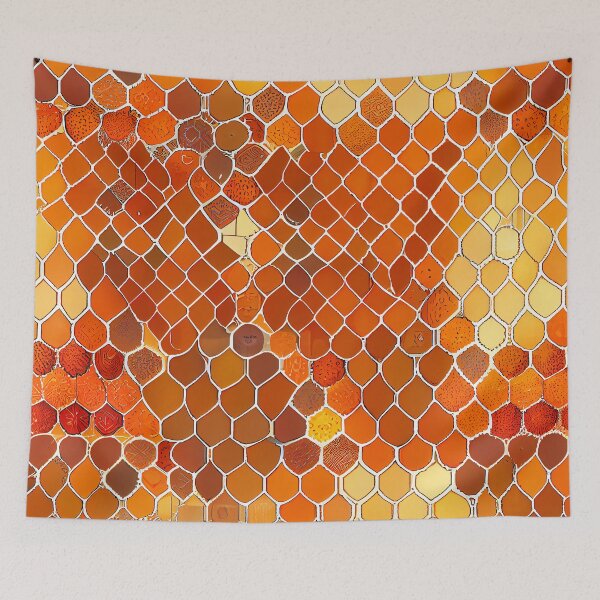 Item preview, Dreamy Bright Brown Orange Mosiac California Chic Pattern Digital Painting designed and sold by CodeAndColors.