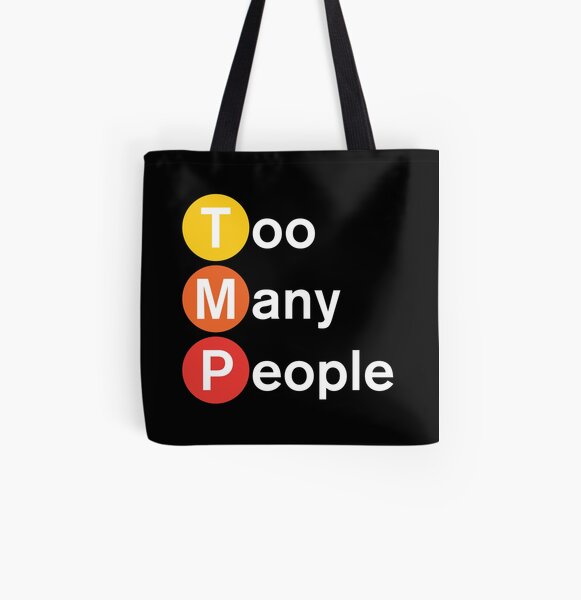 Too Many People NYC Black All Over Print Tote Bag