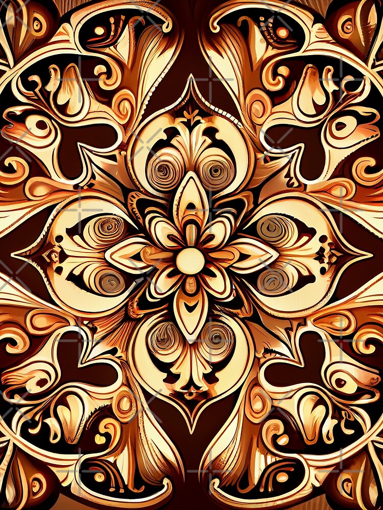Thumbnail 3 von 3, Tuch, Elegant Cartoon Bold Brown Classic Latin Pattern Digital Painting designt und verkauft von CodeAndColors.