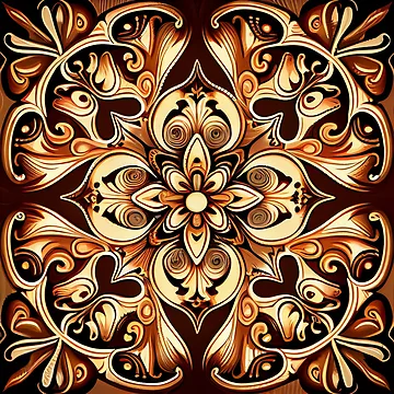Imagen de la obra Elegant Cartoon Bold Brown Classic Latin Pattern Digital Painting de CodeAndColors