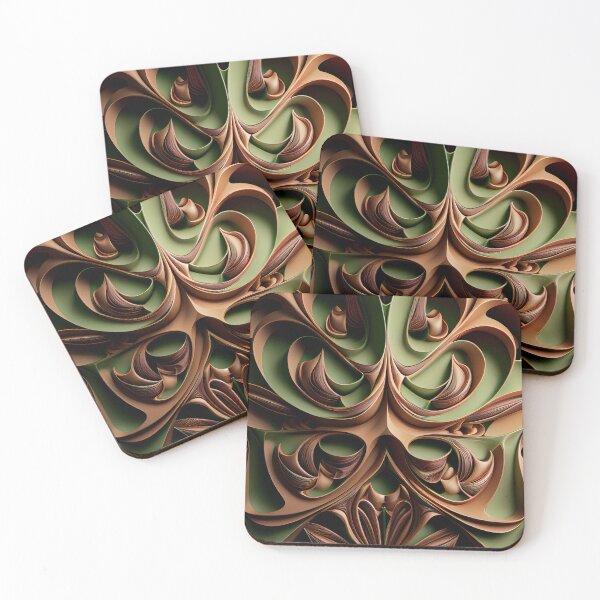 Item preview, Brown Grand Green Three Dimensional Maximalist Pattern  Digital Painting designed and sold by CodeAndColors.