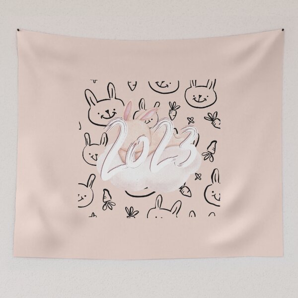 Item preview, Welcome to 2023 rabbit years with pastel backgrounds designed and sold by GREENTAGs.