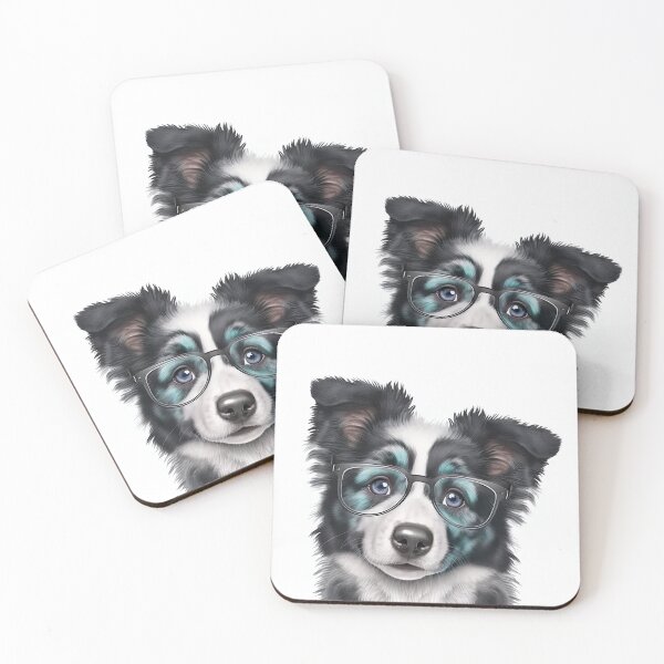Item preview, Blue Merle Border Collie Dog  with glasses designed and sold by DigitalRiggs.