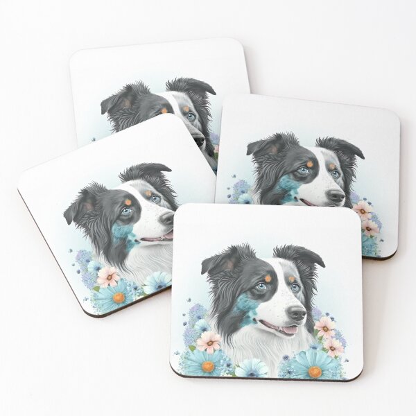 Item preview, Blue Merle Border Collie Dog Flowers designed and sold by DigitalRiggs.