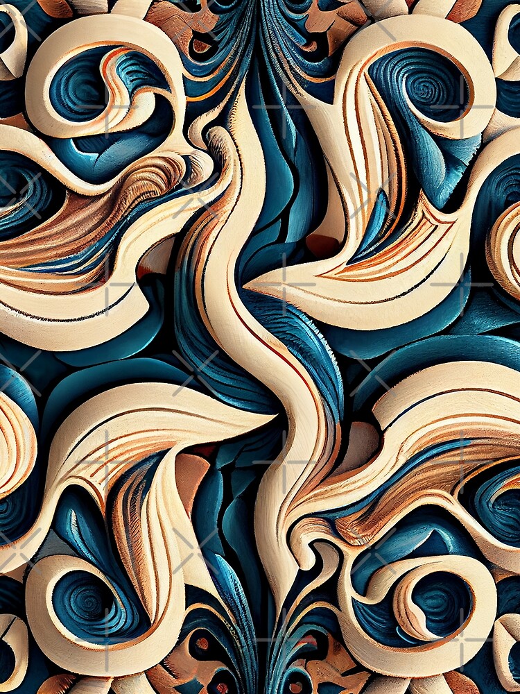 Thumbnail 3 von 3, Tuch, Ancient Brilliant Modern Coastal Pattern Digital Painting designt und verkauft von CodeAndColors.