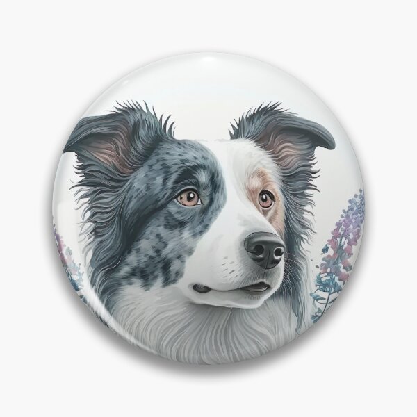 Item preview, Flowers with Blue Merle Border Collie Dog designed and sold by DigitalRiggs.