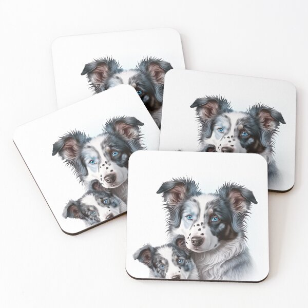 Item preview, Blue Merle Border Collie Dog Family designed and sold by DigitalRiggs.