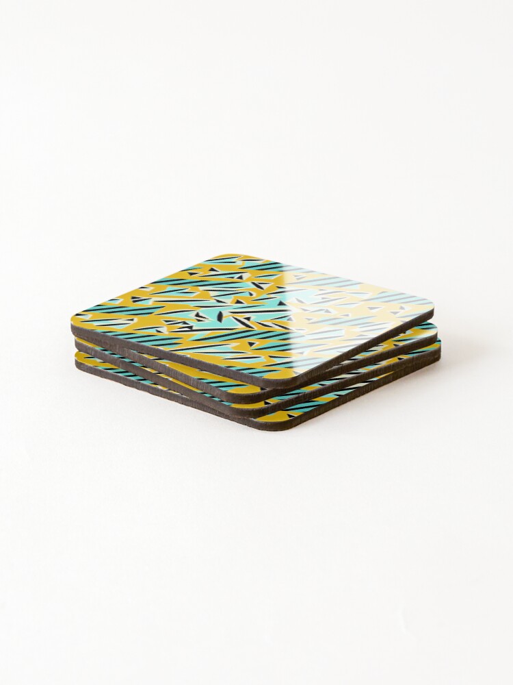 Thumbnail 4 of 5, Coasters (Set of 4), Energetic Cartoon Triangular Basic Thick Line Pattern Digital Painting designed and sold by CodeAndColors.