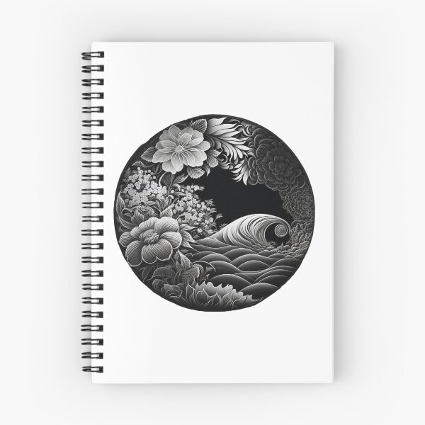 Item preview, Black and White Polynesian Hibiscus and Waves | Vintage Hawaii | Tropical Flower Pattern | Polynesian Design | Hawaiian Pattern | Hawaii Logo designed and sold by Synthetic-Intel.