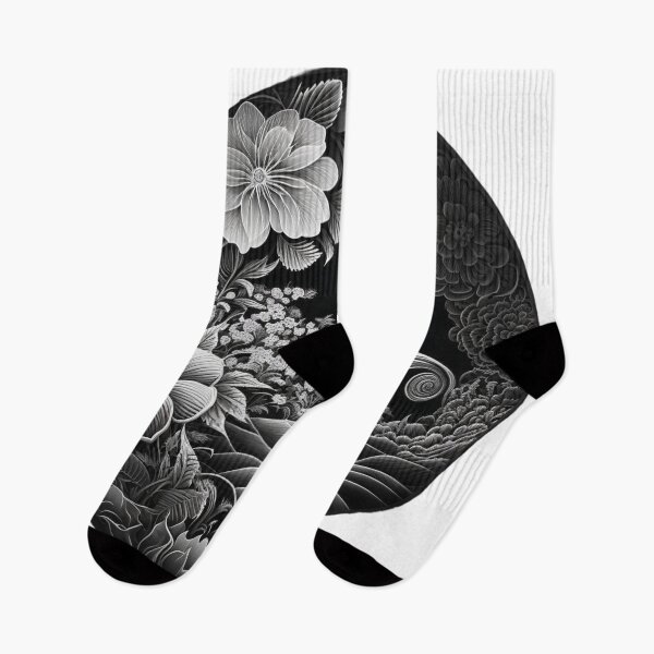 Item preview, Black and White Polynesian Hibiscus and Waves | Vintage Hawaii | Tropical Flower Pattern | Polynesian Design | Hawaiian Pattern | Hawaii Logo designed and sold by Synthetic-Intel.