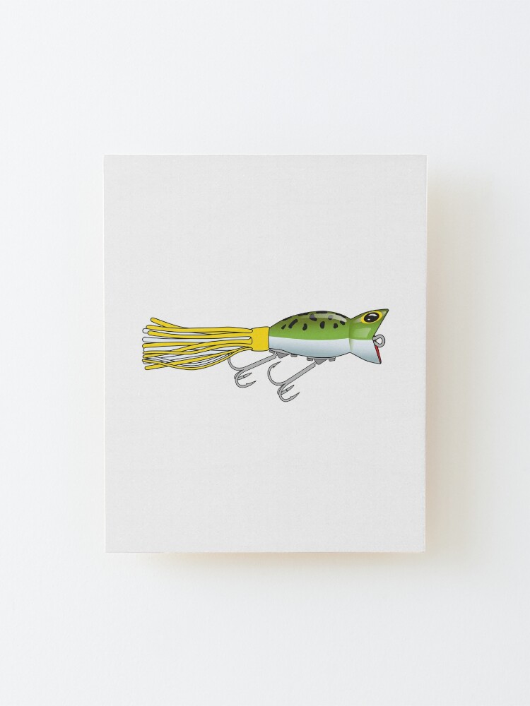 Fishing Lure Hula Popper Leapard Frog Yellow/White Skirt Sticker Mounted  Print for Sale by BlueSkyTheory