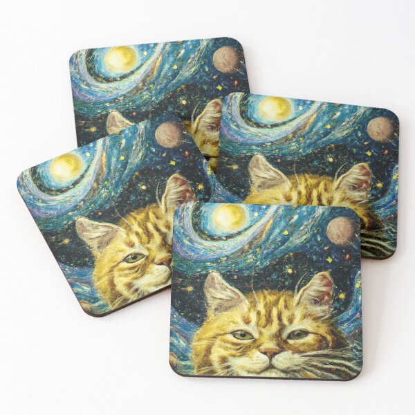 Item preview, Celestial Cat: A Van Gogh-Inspired Cosmic Portrait designed and sold by MovieSetStories.