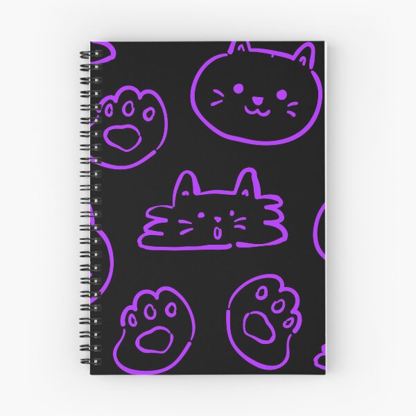 Item preview, CUTE CAT (BRIGHT PURPLE ON BLACK BACKGROUND) designed and sold by Top10Designs.