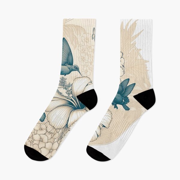 Item preview, Hawaiian Hibiscus and Waves | Vintage Hawaii | Pastel Tropical Flower Pattern | Polynesian Design | Hummingbird and Flower | Hawaii Logo designed and sold by Synthetic-Intel.