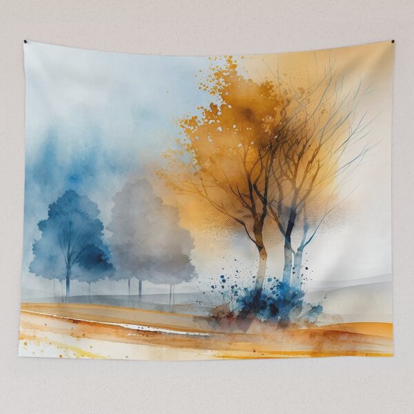 Item preview,  Colorful Autumn Landscape Watercolor designed and sold by Red Witch Art.