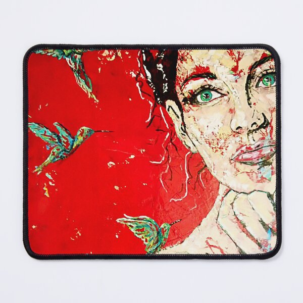 Colibri Portrait Peinture Fantaisie Art abstrait Tapis de souris