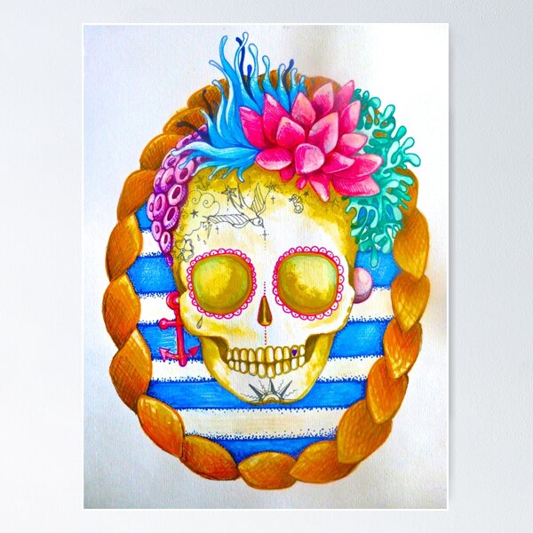 Item preview, ocean mermaid sugar skull designed and sold by melaniedann.