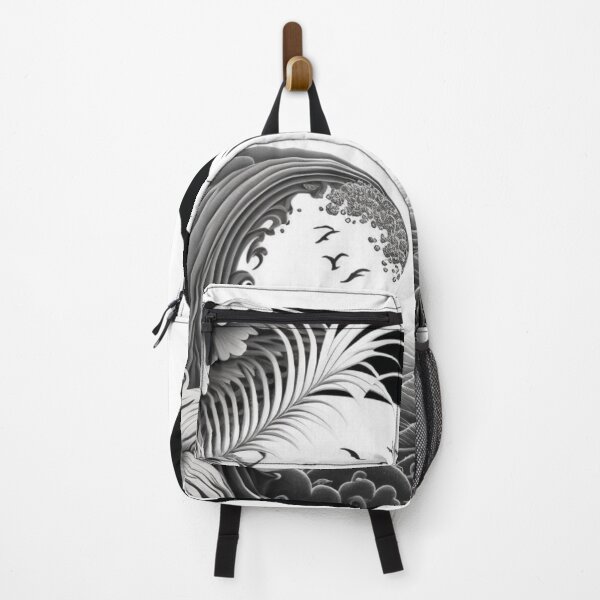 Item preview, Black and White Hawaiian Wave of Flowers | Vintage Polynesia | Tropical Flower Pattern | Polynesian Design | Hawaiian Design | Hawaii Logo designed and sold by Synthetic-Intel.