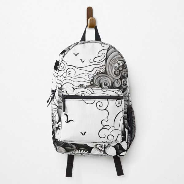 Item preview, Black and White Polynesian Wave | Vintage Polynesia | Tropical Flower Pattern | Polynesian Design | Hawaiian Design | Hawaii Logo designed and sold by Synthetic-Intel.