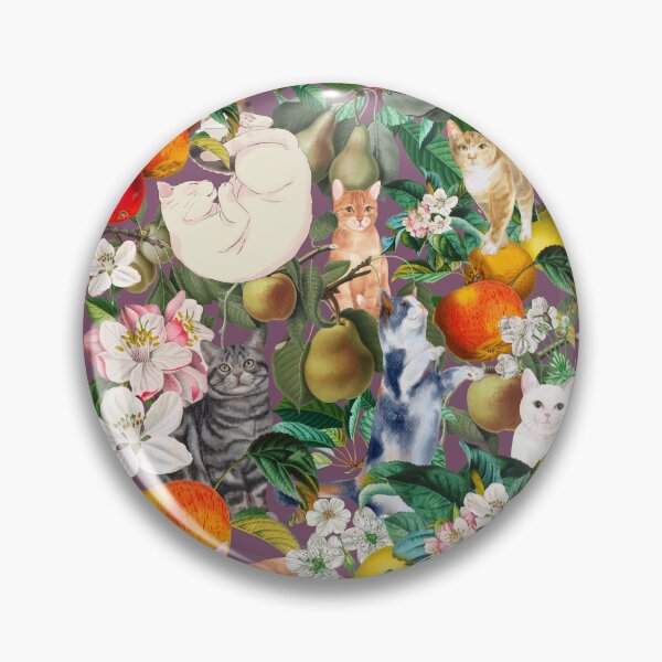 Item preview, 8 cats hiding in vintage floral pattern designed and sold by DandyRabbit.