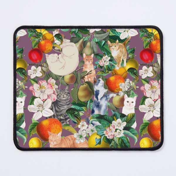 Item preview, 8 cats hiding in vintage floral pattern designed and sold by DandyRabbit.