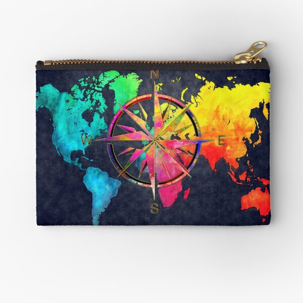 world map wind rose 9 #worldmap #map Zipper Pouch