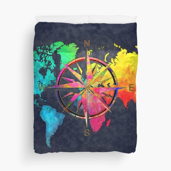 world map wind rose 9 #worldmap #map Duvet Cover