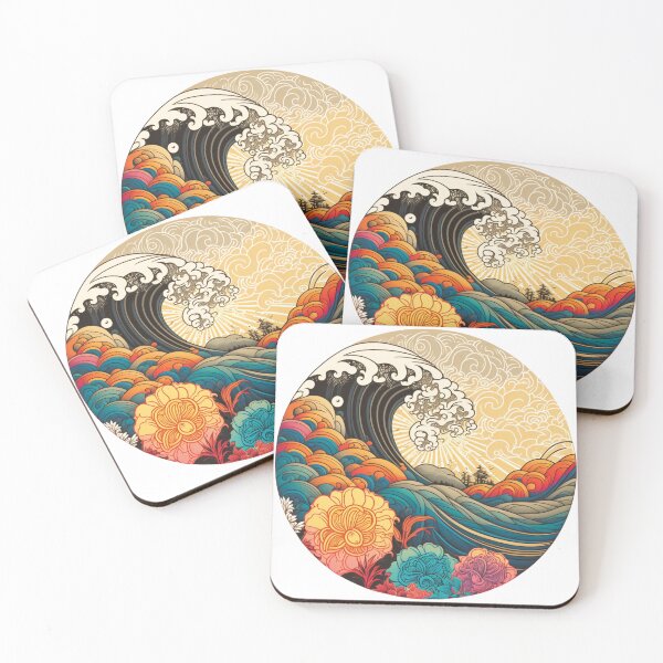 Item preview, Red Hibiscus and Waves | Vintage Polynesian | Tropical Flower Pattern | Polynesian Design | Hawaiian Pattern | Hawaii Logo designed and sold by Synthetic-Intel.