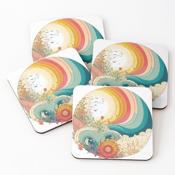 Item preview, Hawaiian Rainbow and Waves | Vintage Polynesian | Tropical Flower Pattern | Polynesian Design | Hawaiian Pattern | Hawaii Logo designed and sold by Synthetic-Intel.